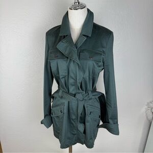 PRISTINE WHBM Deep Green (Army) Ruffle Belted Utility Jacket - Size 6